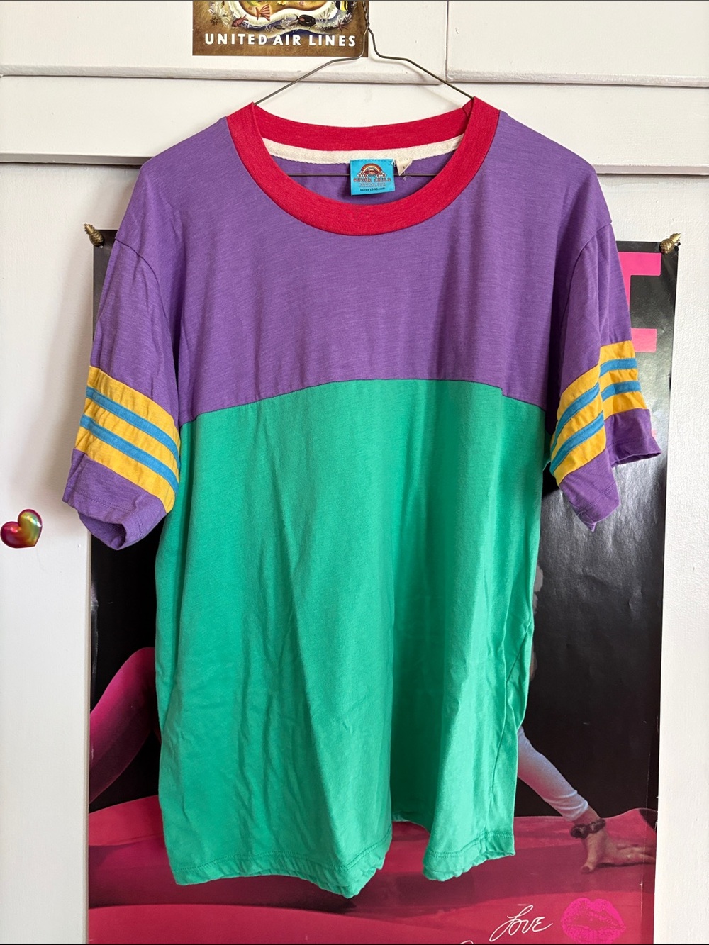 Outer Child - The Voice Tee - 1970s 80s Style Colorblock Ringer Tee